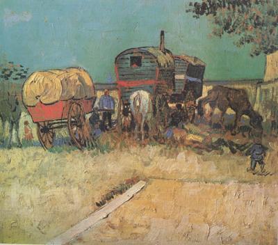 Vincent Van Gogh Encampment of Gypsies with Caravans (nn04) Germany oil painting art